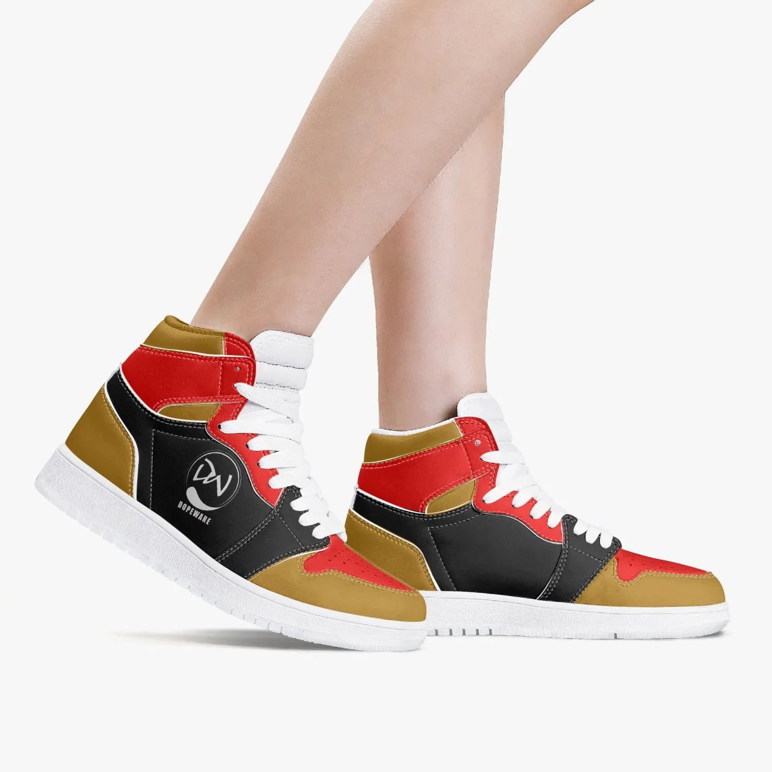 236. New High-Top Leather Sneakers - Red and Black