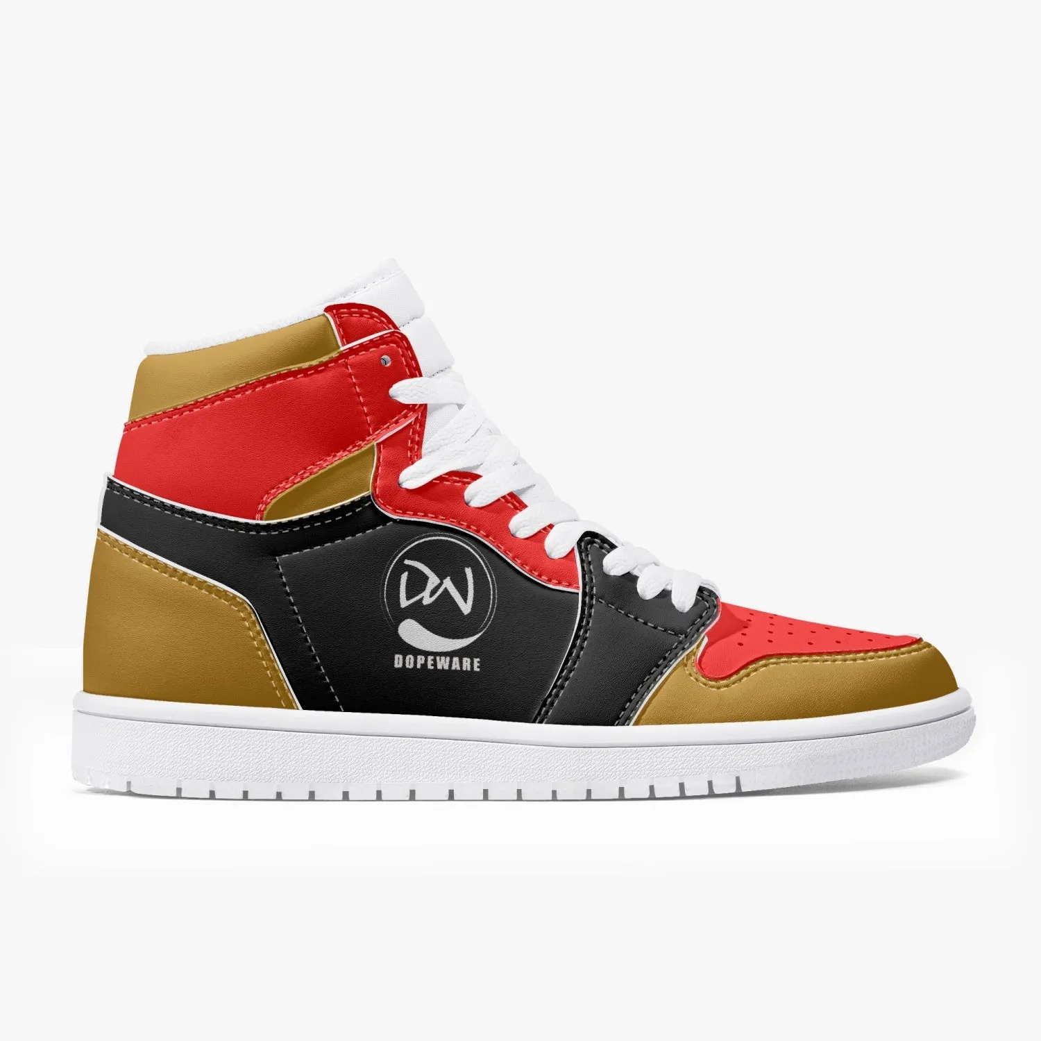 236. New High-Top Leather Sneakers - Red and Black