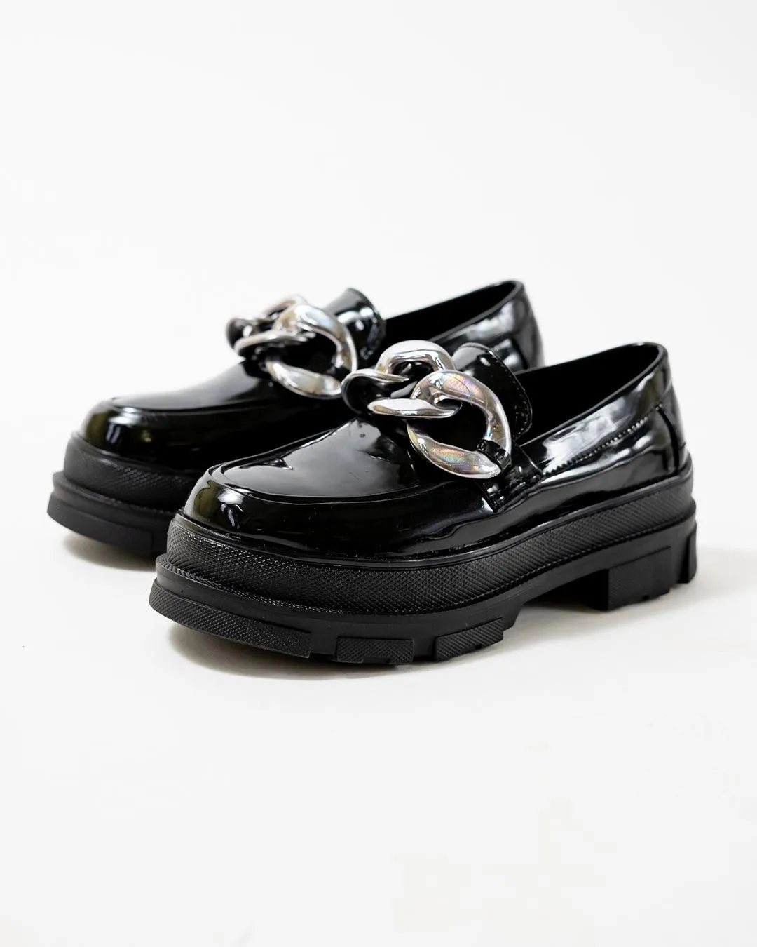 Back To School Chunky Chain Black Shoe