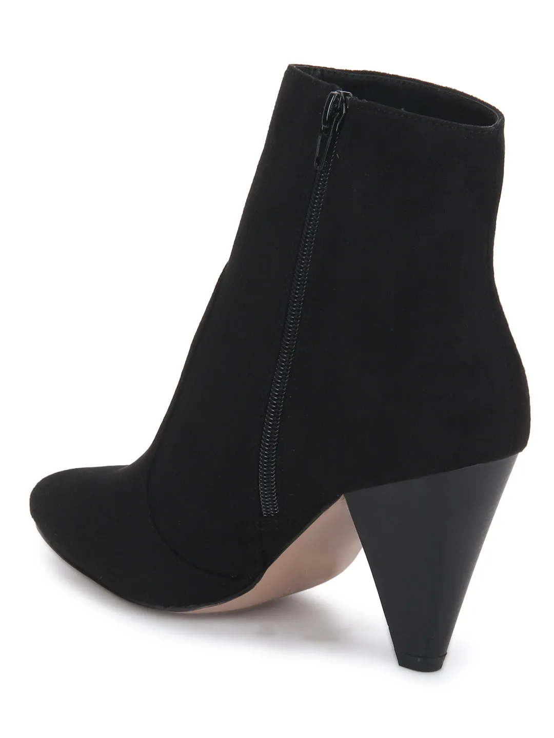 Black Micro Pointed Heel Ankle Boots