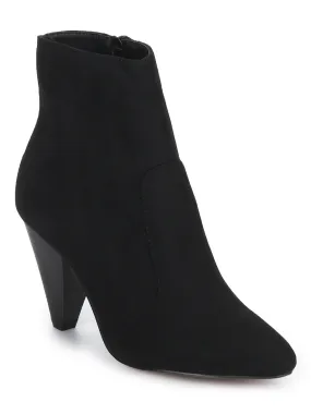 Black Micro Pointed Heel Ankle Boots