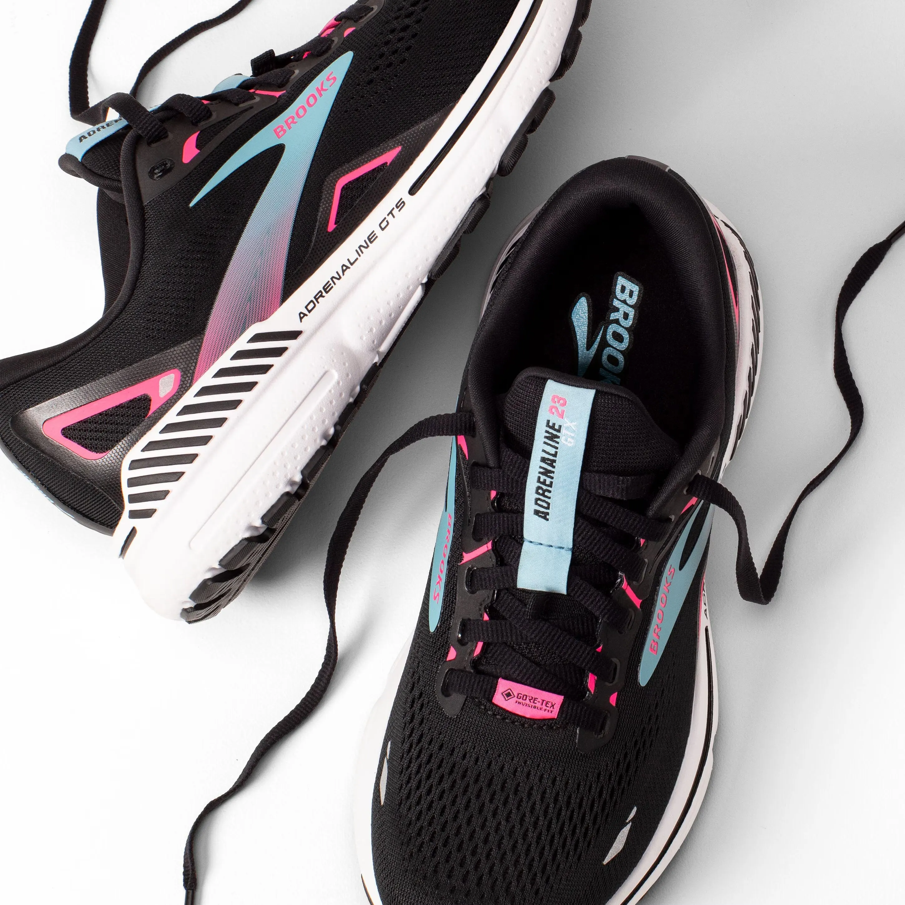 Brooks Women's Adrenaline GTS 23 GORE-TEX Running Shoes Black / Knockout Pink / Aqua