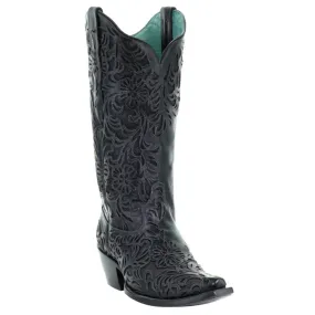 CORRAL WOMEN'S BLACK FULL INLAY BOOT - G1417