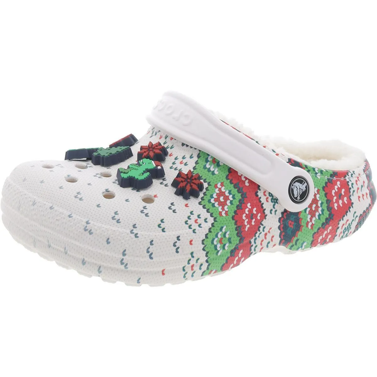 Crocs Womens Classic Lined Holiday Charm Faux Fur Lined Slip On Clogs