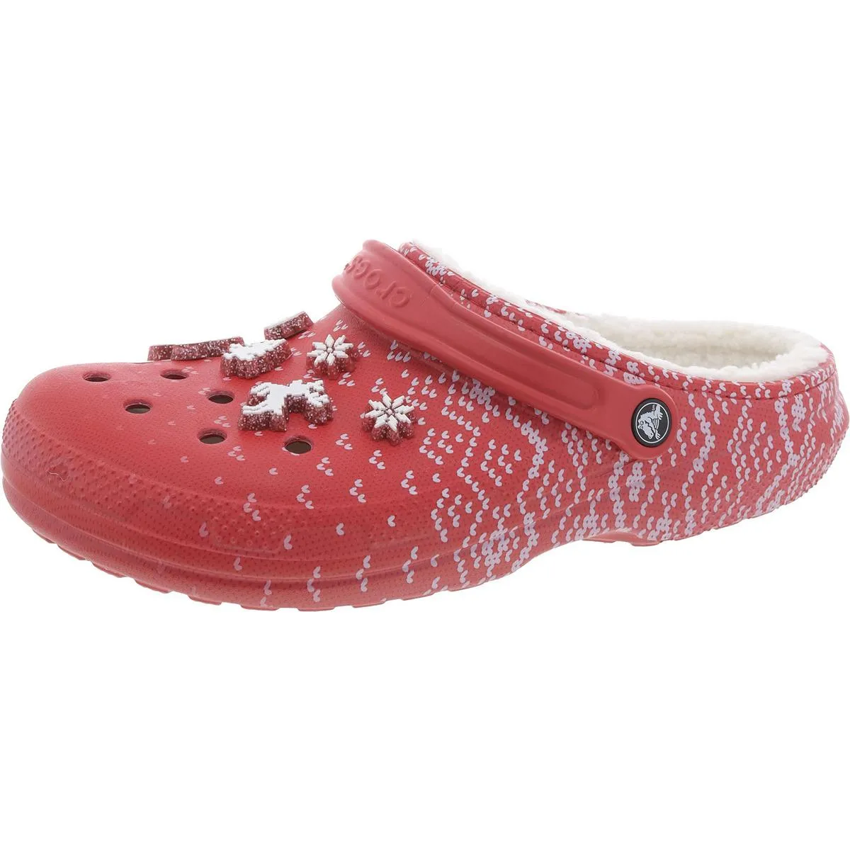 Crocs Womens Classic Lined Holiday Charm Faux Fur Lined Slip On Clogs