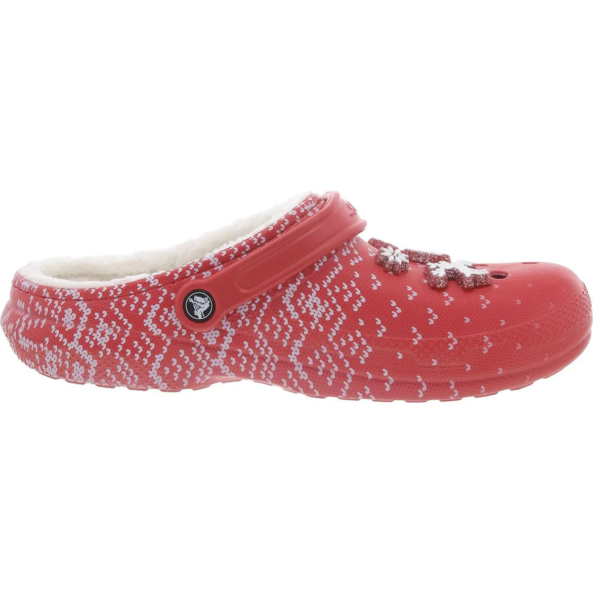 Crocs Womens Classic Lined Holiday Charm Faux Fur Lined Slip On Clogs