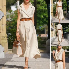 Deep V Sleeveless Maxi Dress