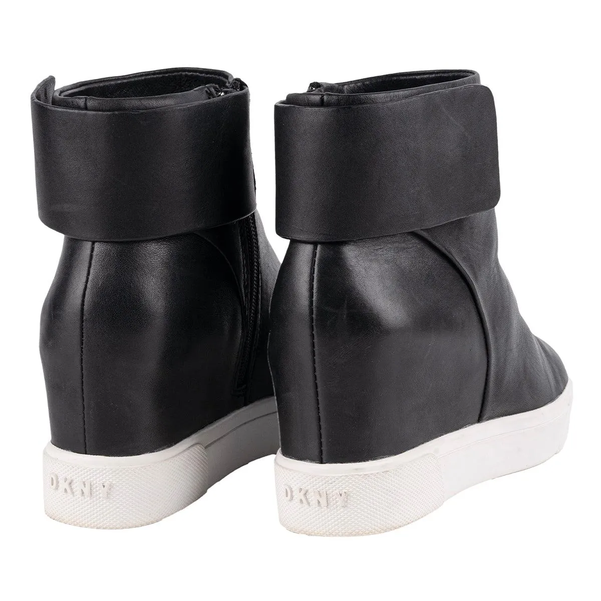 Dkny Sporty Wedge Ankle Boots Leather Black Colour For Women