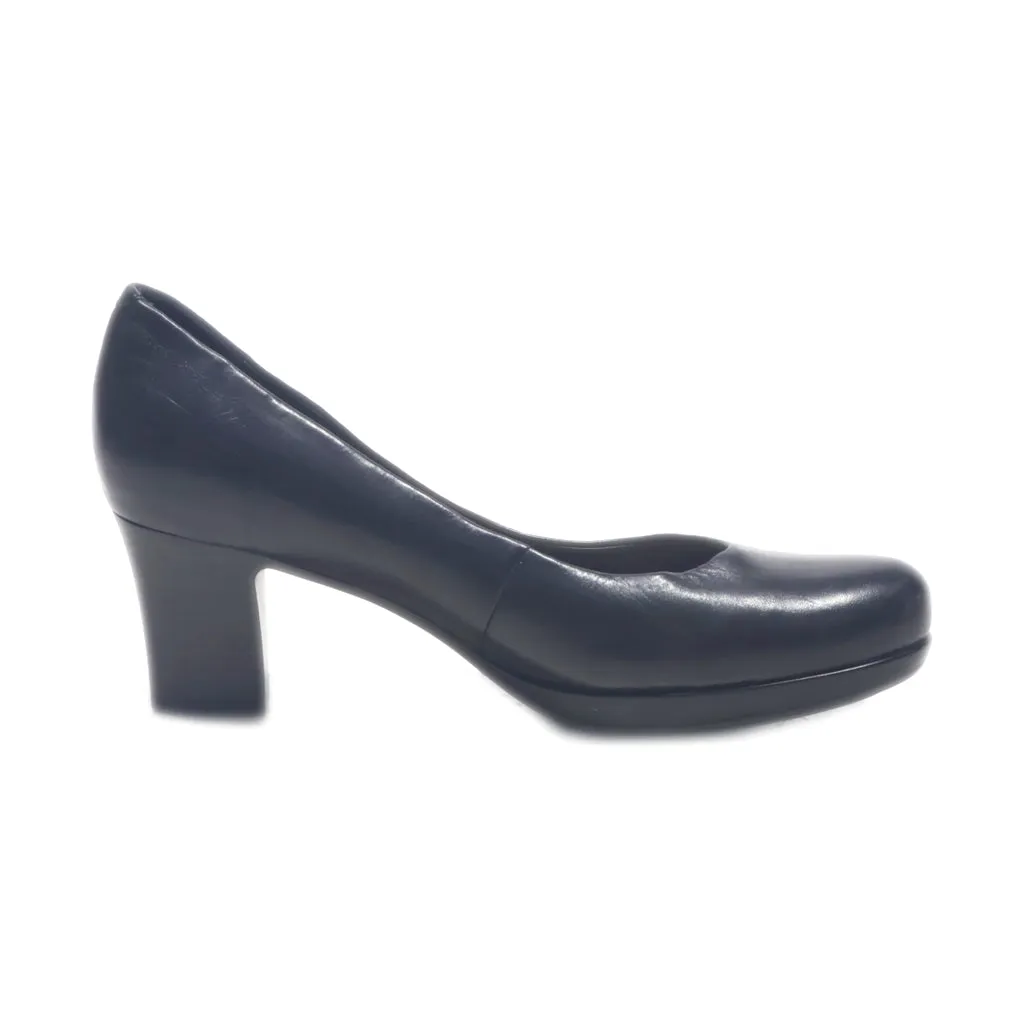 Earth Mid-Heel Shoes Leather Black Colour For Women