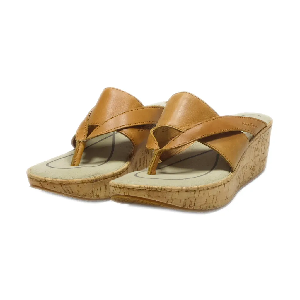 Eddie Bauers Wedge Sandals Leather Brown Colour For Women