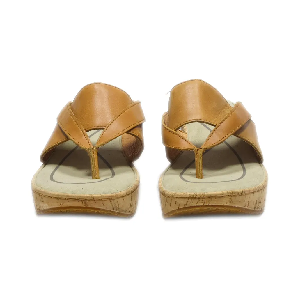 Eddie Bauers Wedge Sandals Leather Brown Colour For Women