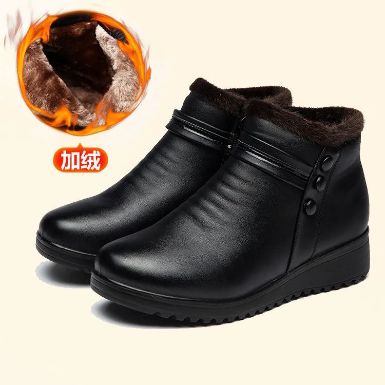 Fashion Winter Boots Women Genuine Leather Ankle Warm Boots