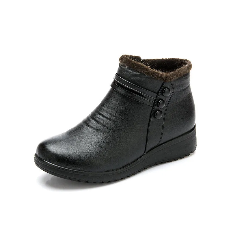 Fashion Winter Boots Women Genuine Leather Ankle Warm Boots