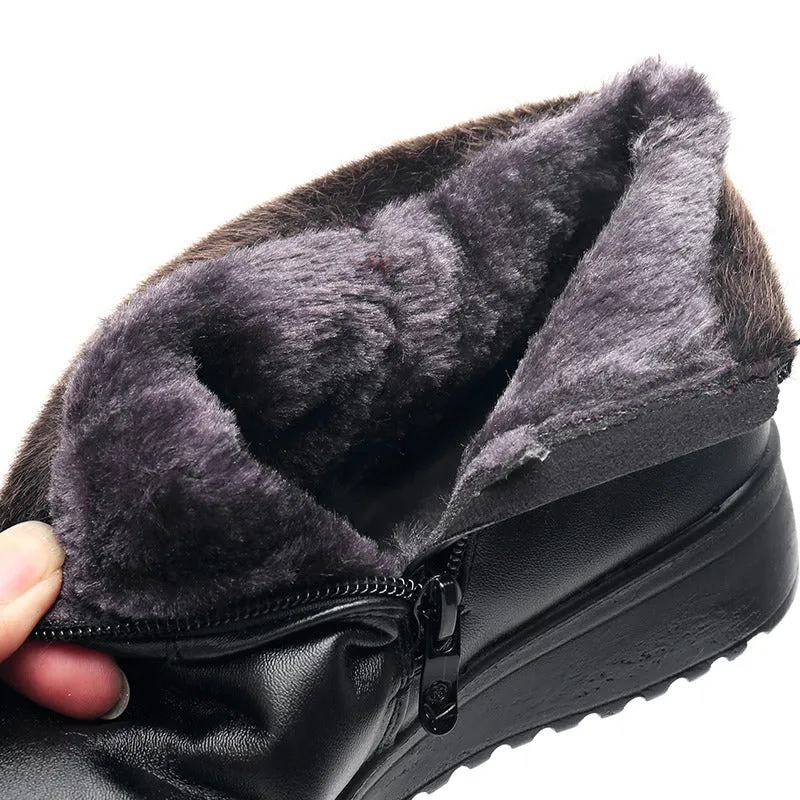 Fashion Winter Boots Women Genuine Leather Ankle Warm Boots