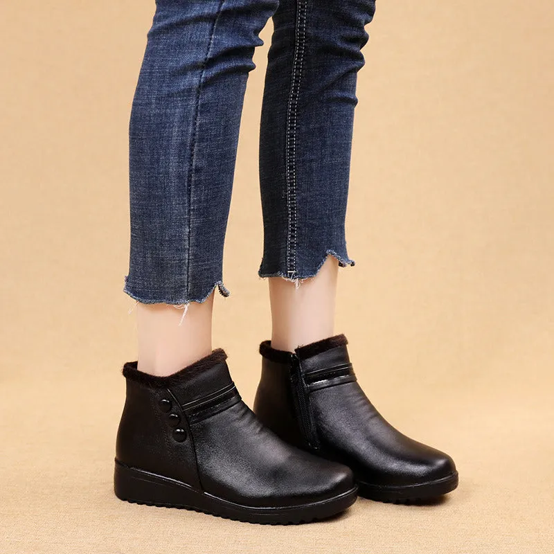 Fashion Winter Boots Women Genuine Leather Ankle Warm Boots