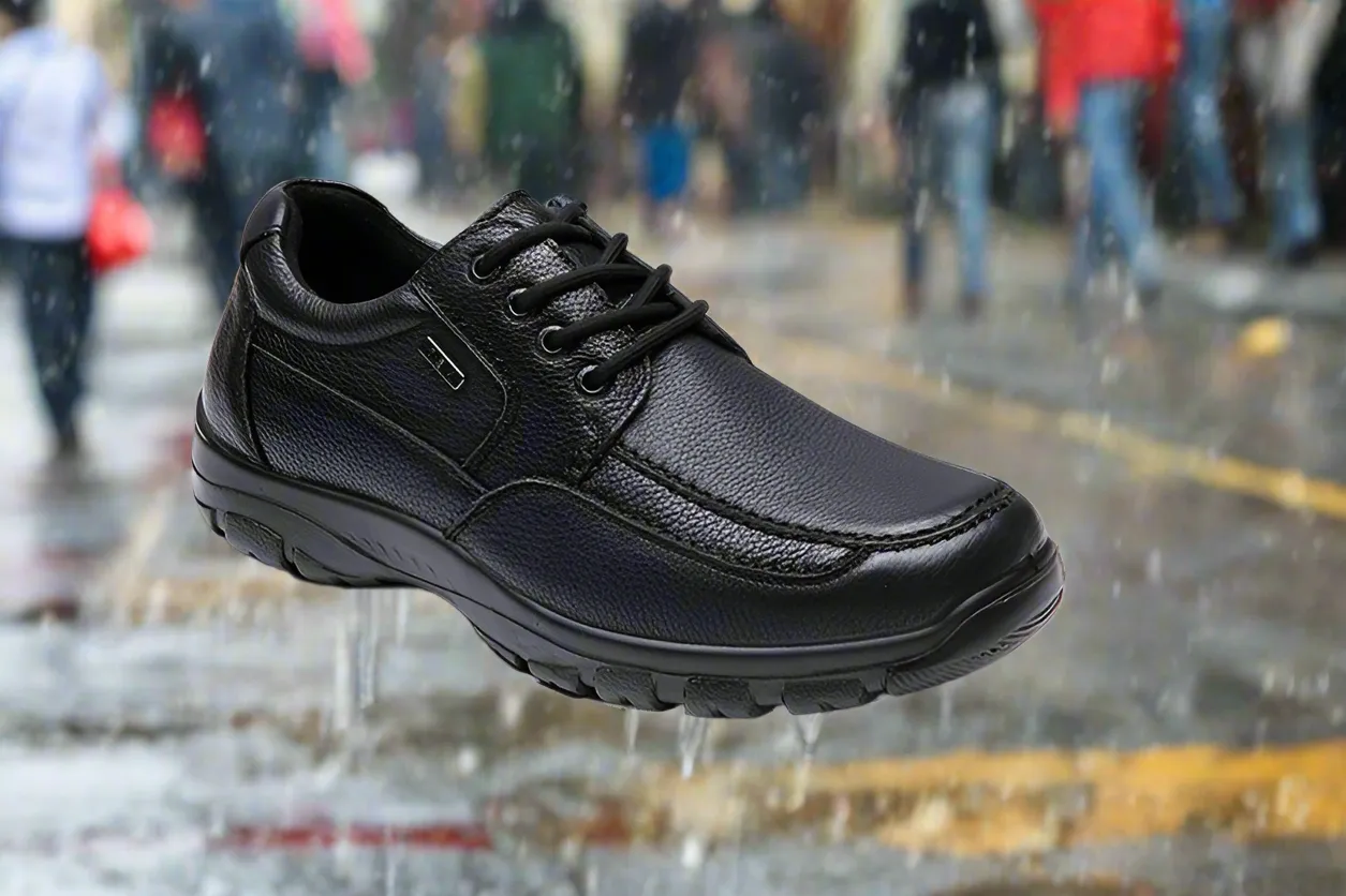 G-Comfort Mens Black leather Shoes Laced Wide Water Repellent A-7825S