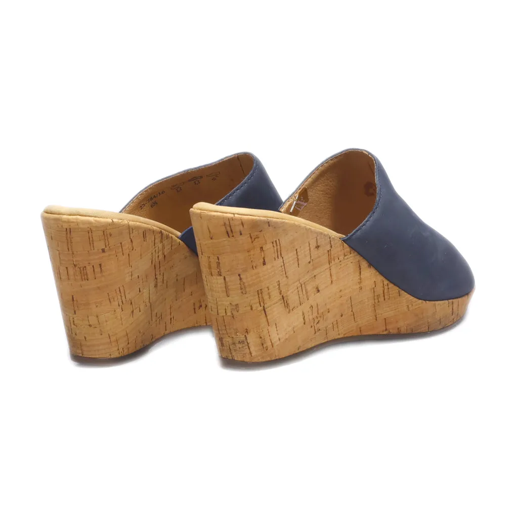 Gabor Wedge Sandals Suede Blue Colour For Women