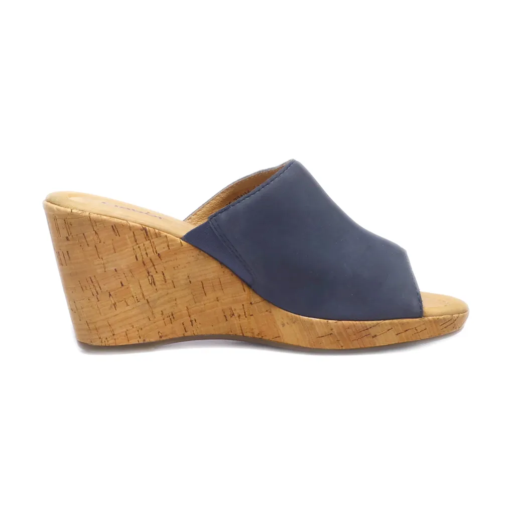 Gabor Wedge Sandals Suede Blue Colour For Women