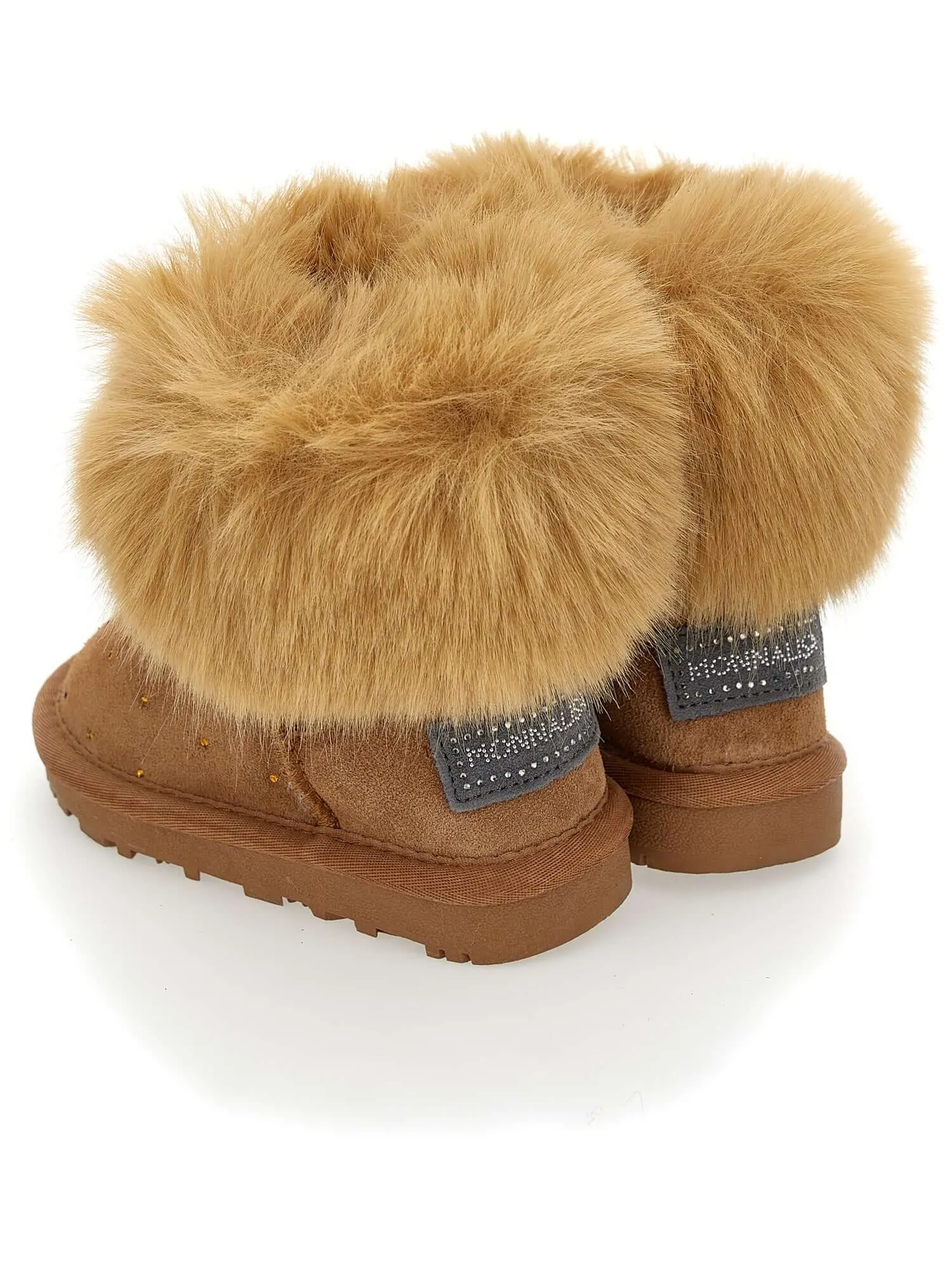 Girls Brown Faux Fur Boots