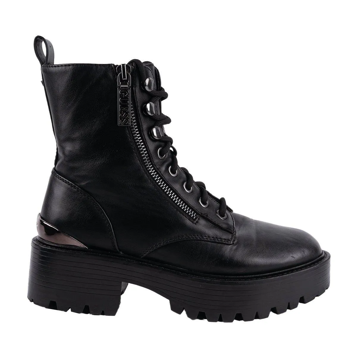 Guess Fearne 3 Combat Rain Boots Leather Black Colour For Women