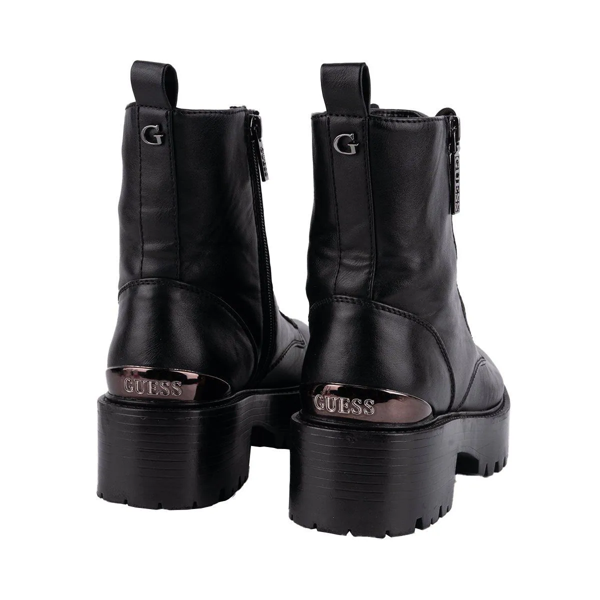 Guess Fearne 3 Combat Rain Boots Leather Black Colour For Women