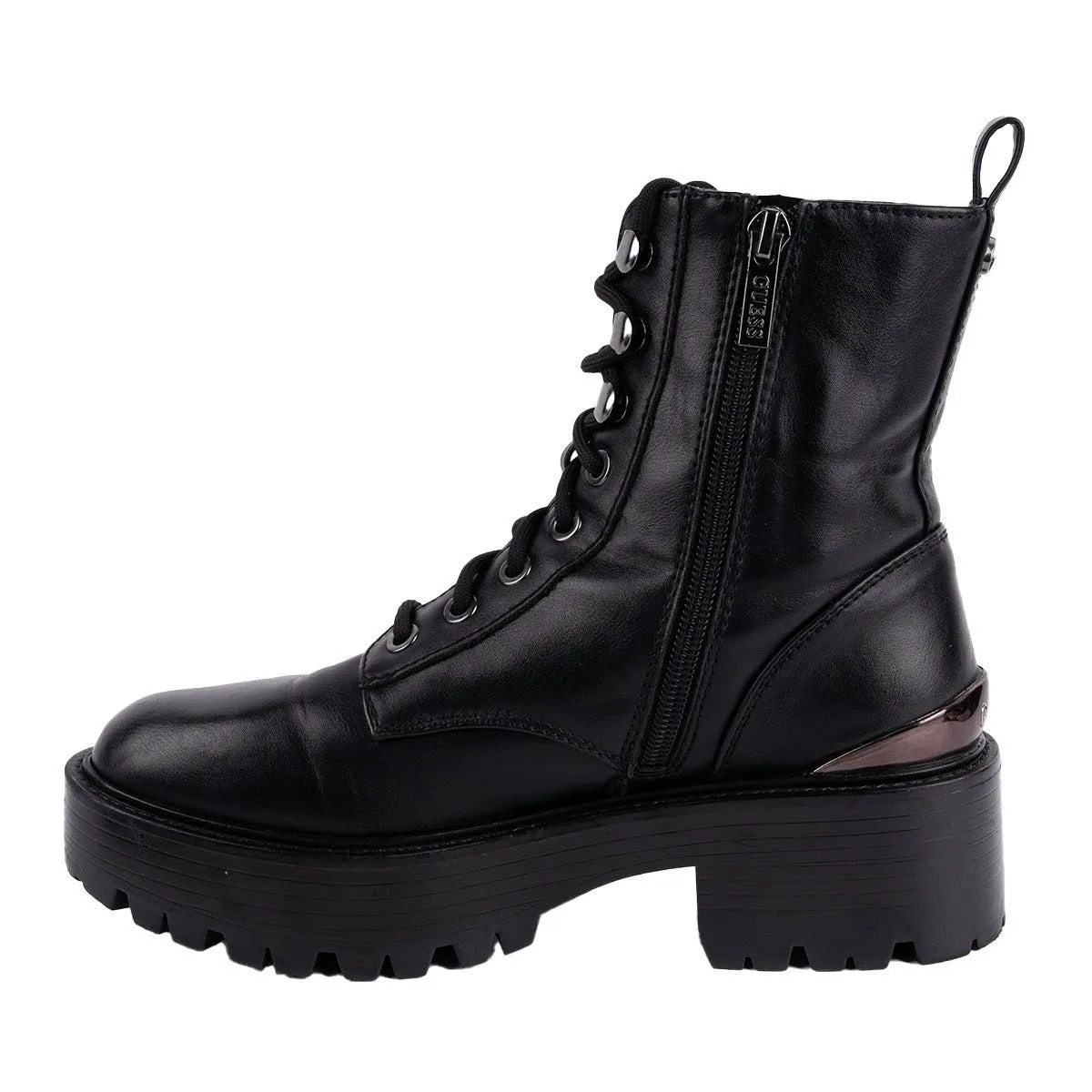 Guess Fearne 3 Combat Rain Boots Leather Black Colour For Women