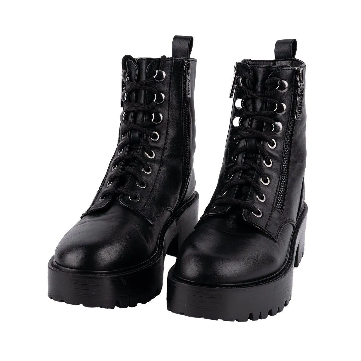 Guess Fearne 3 Combat Rain Boots Leather Black Colour For Women