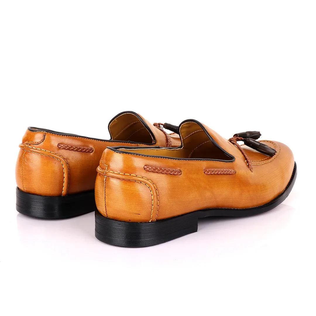 John Mendson Yellow with Brown Tassel Loafers