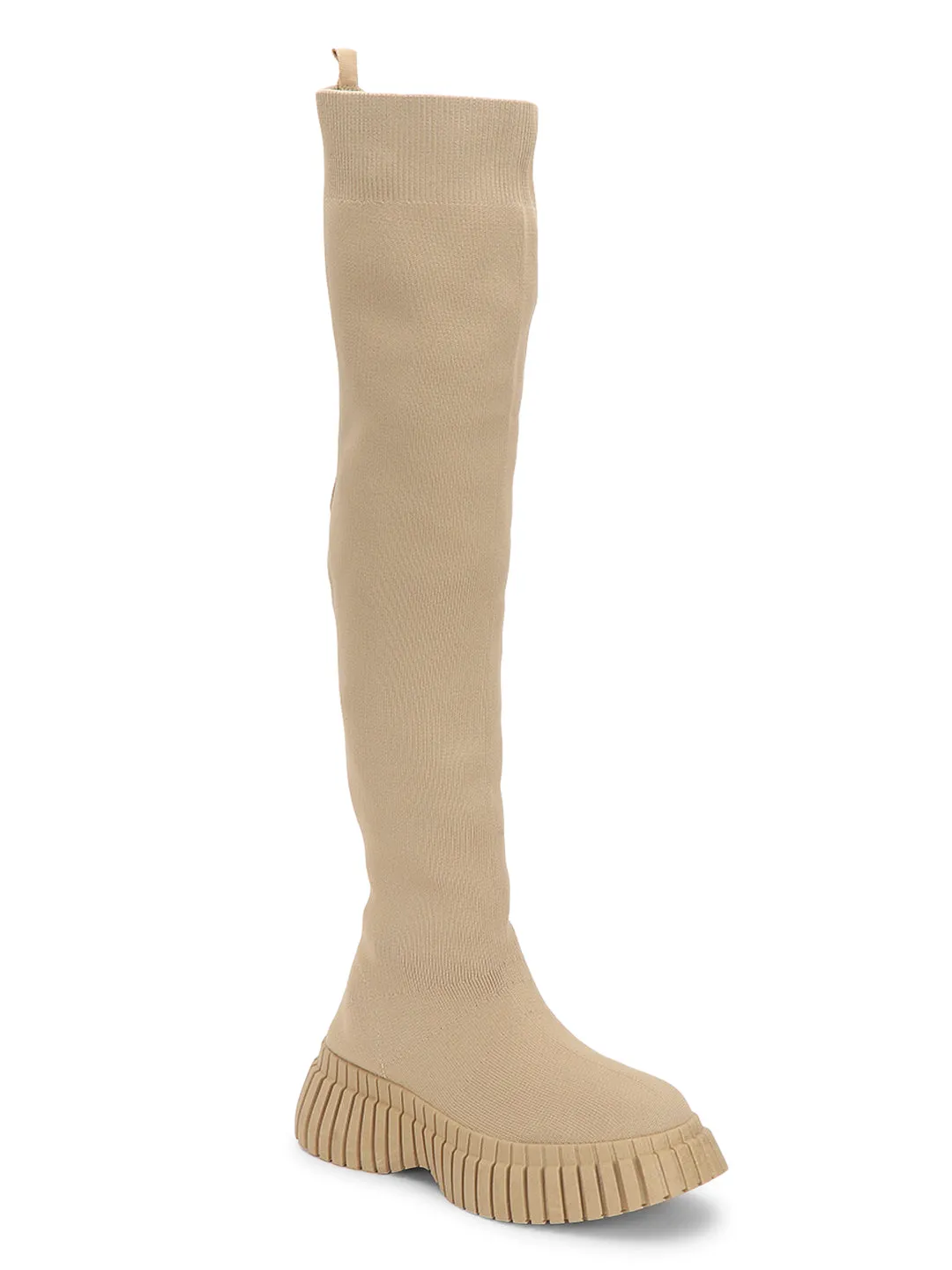 Khaki Knitted High-End-Fashion Stylish Knee Boots (TC-RS3669-KHA)