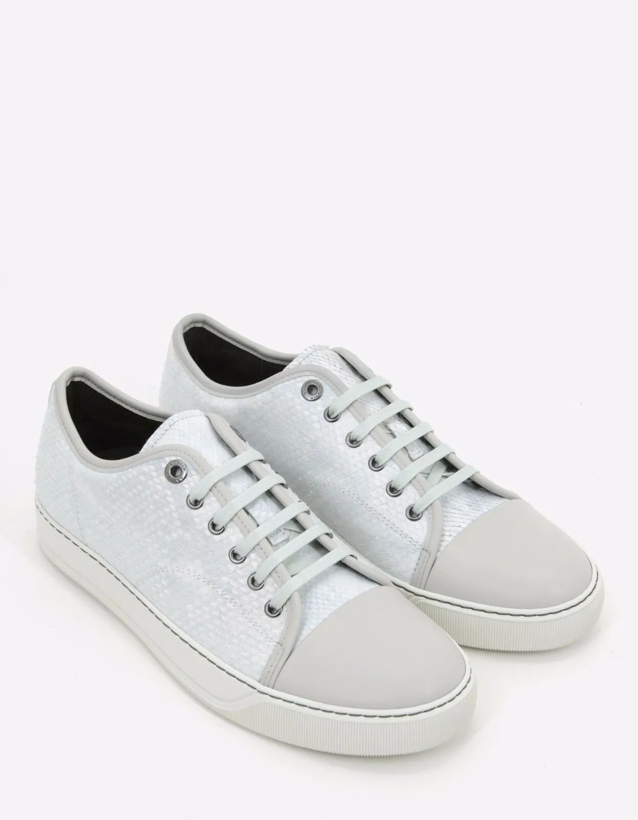 Lanvin White Python Skin Trainers