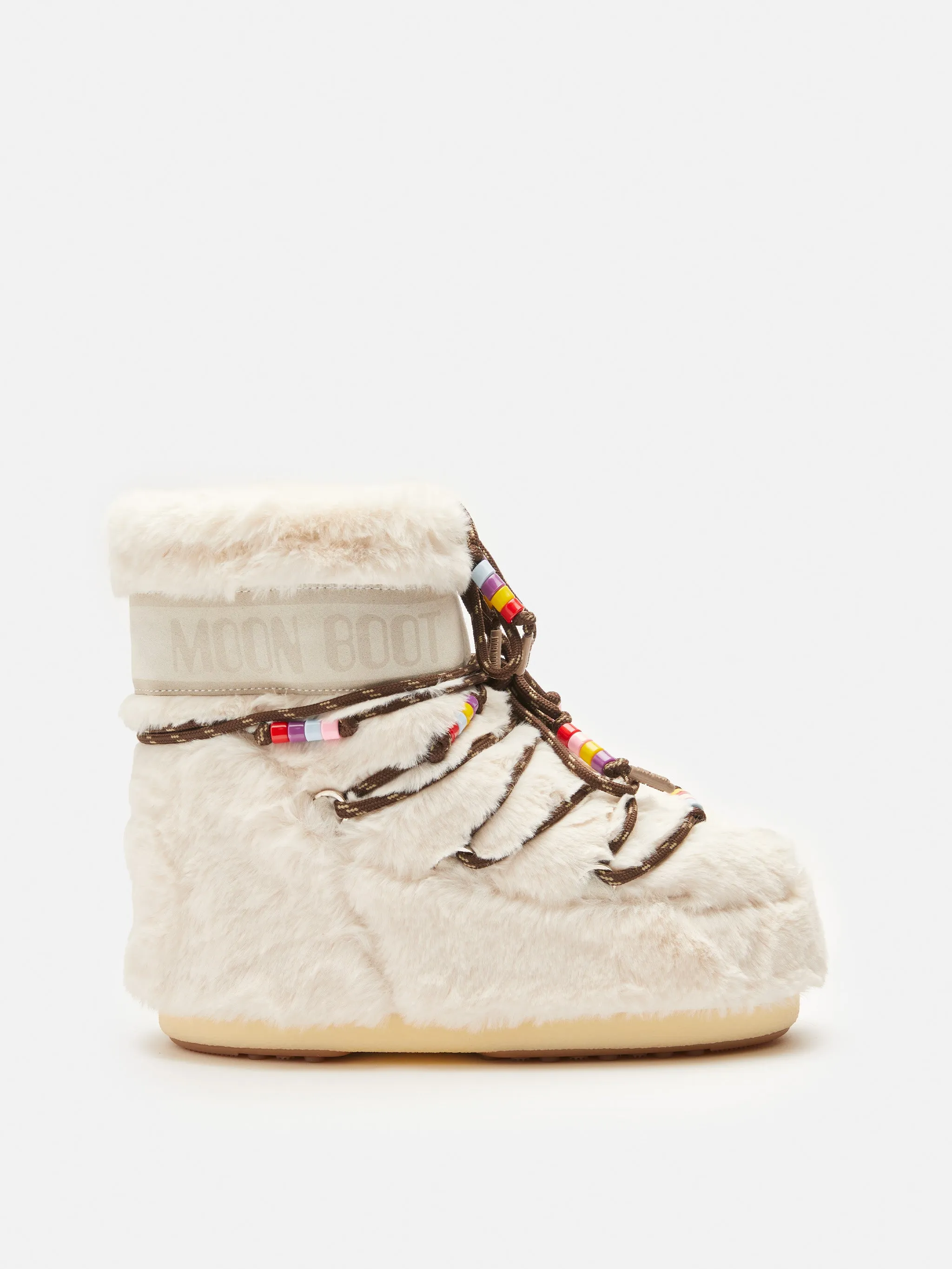 MB Icon Low Cream Faux-Fur Beads Boots