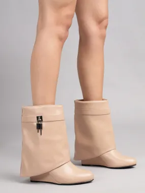 Nude PU High-End-Fashion Stylish Ankle Boots (TC-RS3667-NUD)