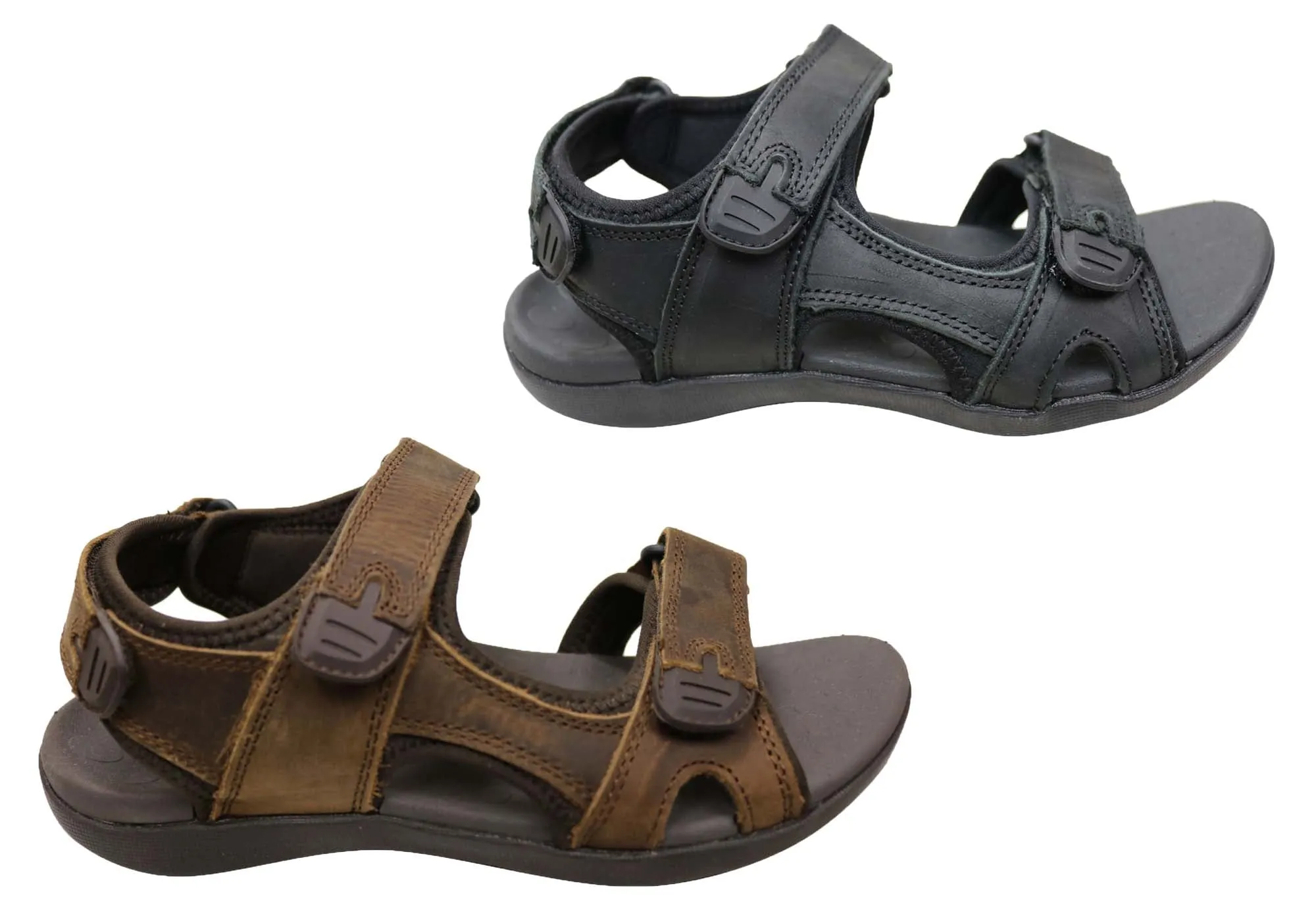 Scholl Orthaheel Brody Mens Supportive Comfort Leather Sandals