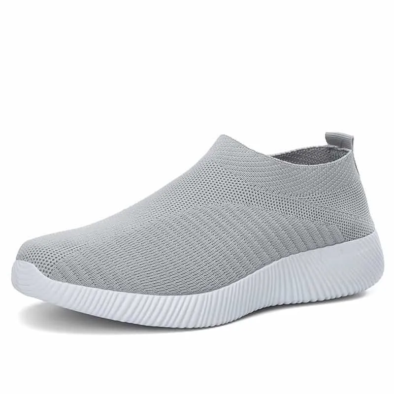 Stretch Mesh Breathable Flats Shoes Soft Sole Fly Knit Slip On Shoes