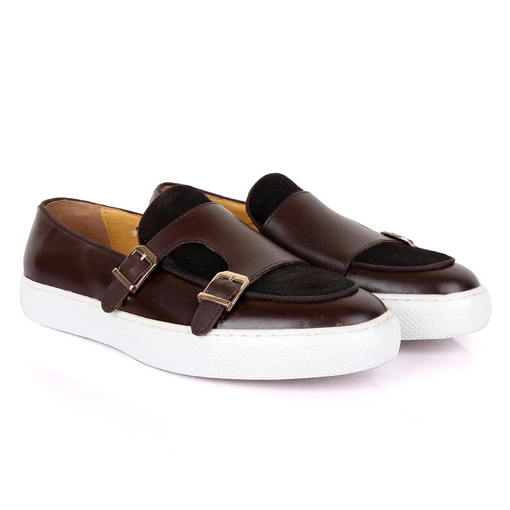 Terry Taylors Double Monk Strap Brown And Suede Mix Sneaker Shoe