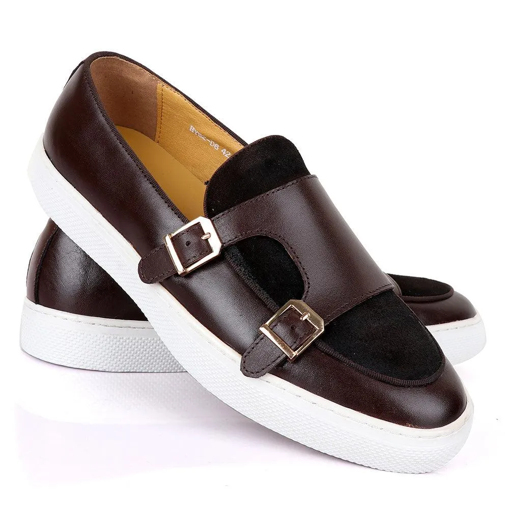 Terry Taylors Double Monk Strap Brown And Suede Mix Sneaker Shoe