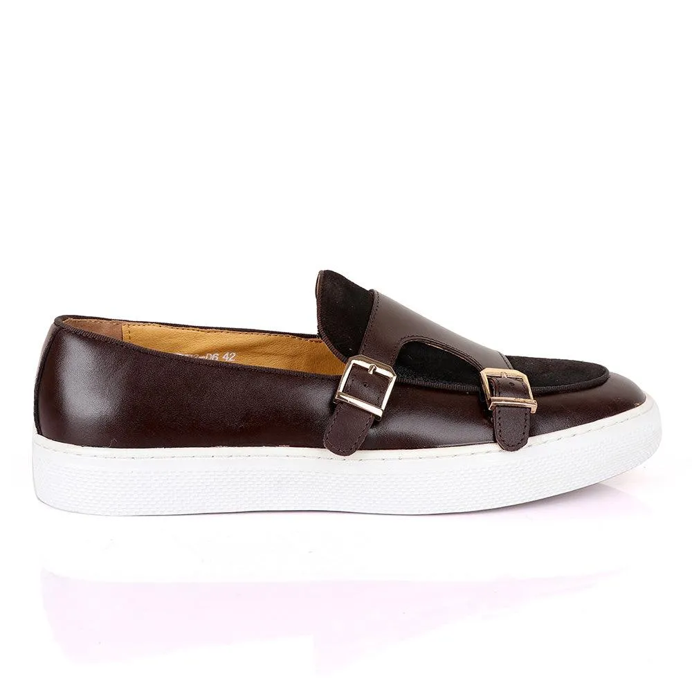 Terry Taylors Double Monk Strap Brown And Suede Mix Sneaker Shoe