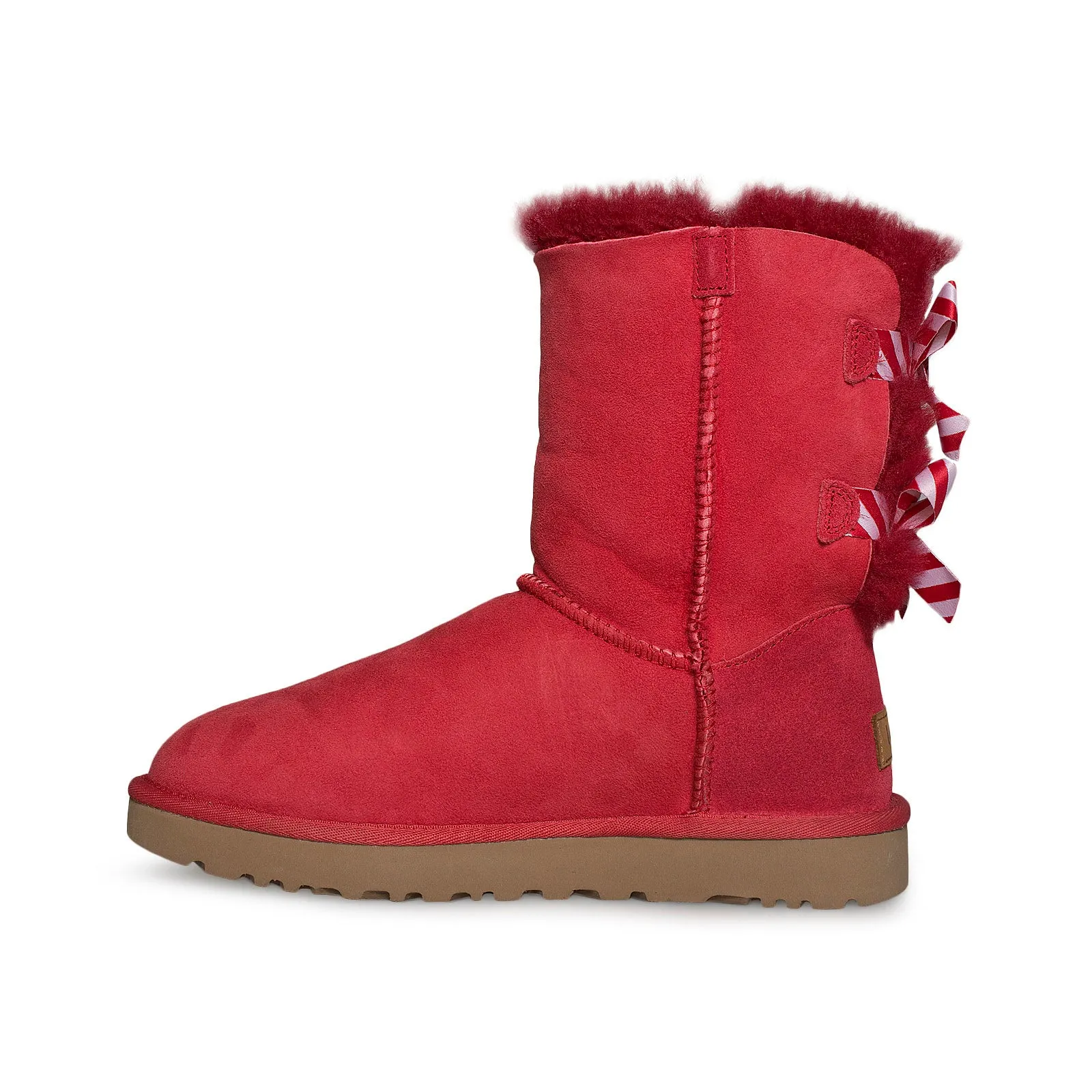 UGG Bailey Bow II Diagonal Stripes Poppy Red Boots - Women's