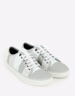 White Mixed Leather Striped Trainers