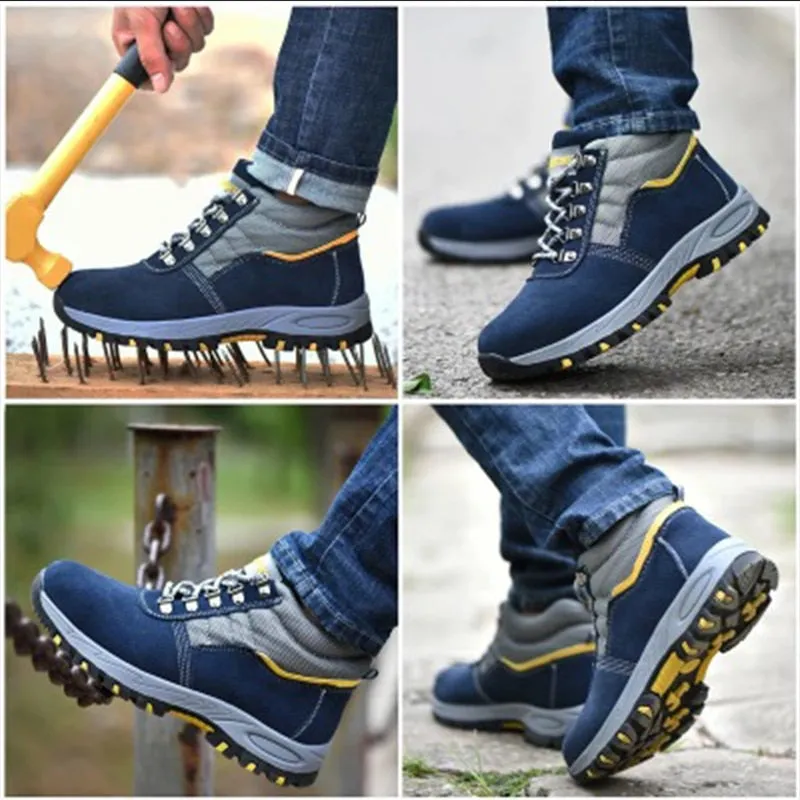 Winter Boots Steel Toe Men Warm Add Velvet Cold Protective Non Slip Anti Smashing Puncture Proof Shoes