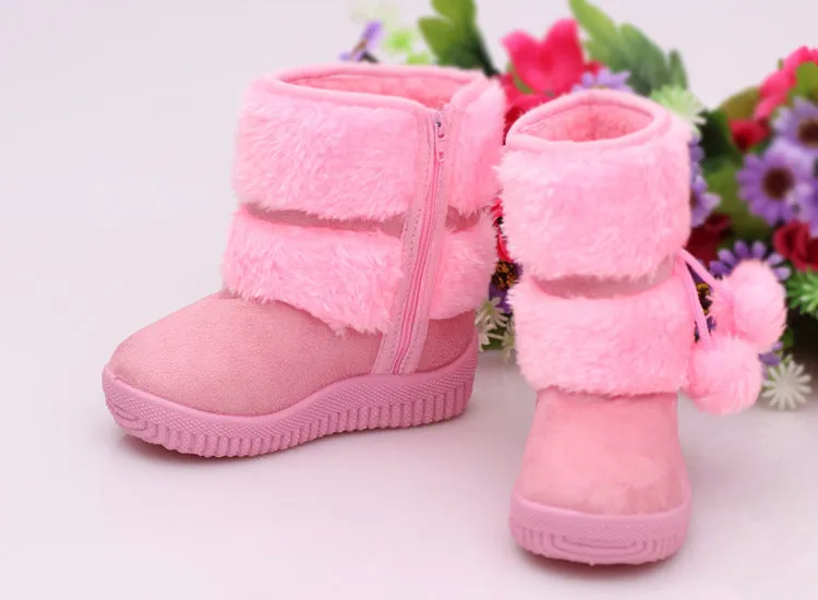 Winter Snow Comfortable Thick Warm Kids Boots Lobbing Ball Cute Shoes