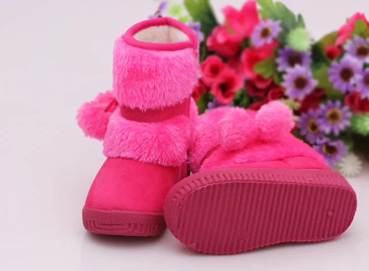 Winter Snow Comfortable Thick Warm Kids Boots Lobbing Ball Cute Shoes