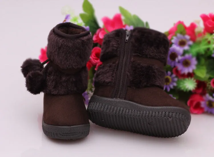 Winter Snow Comfortable Thick Warm Kids Boots Lobbing Ball Cute Shoes