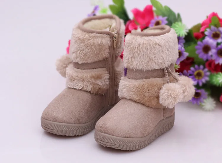 Winter Snow Comfortable Thick Warm Kids Boots Lobbing Ball Cute Shoes