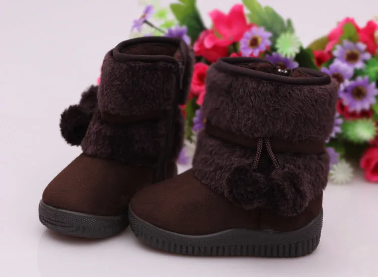 Winter Snow Comfortable Thick Warm Kids Boots Lobbing Ball Cute Shoes