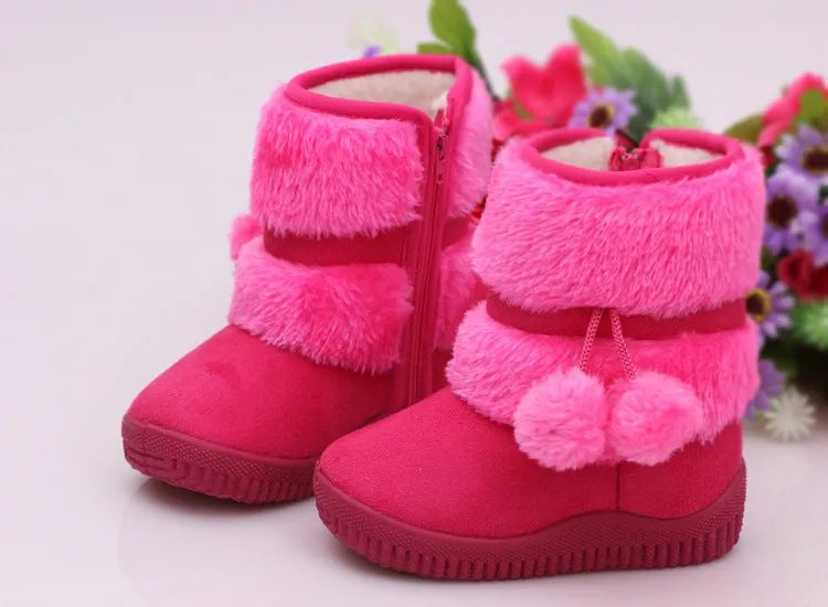 Winter Snow Comfortable Thick Warm Kids Boots Lobbing Ball Cute Shoes