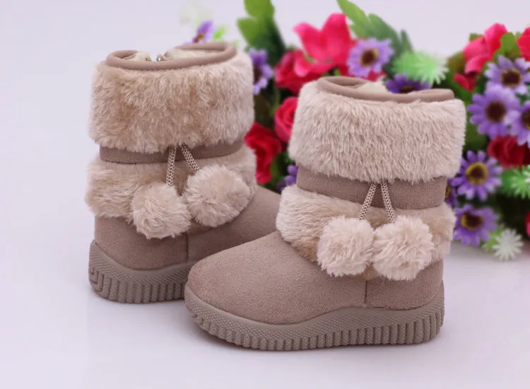 Winter Snow Comfortable Thick Warm Kids Boots Lobbing Ball Cute Shoes