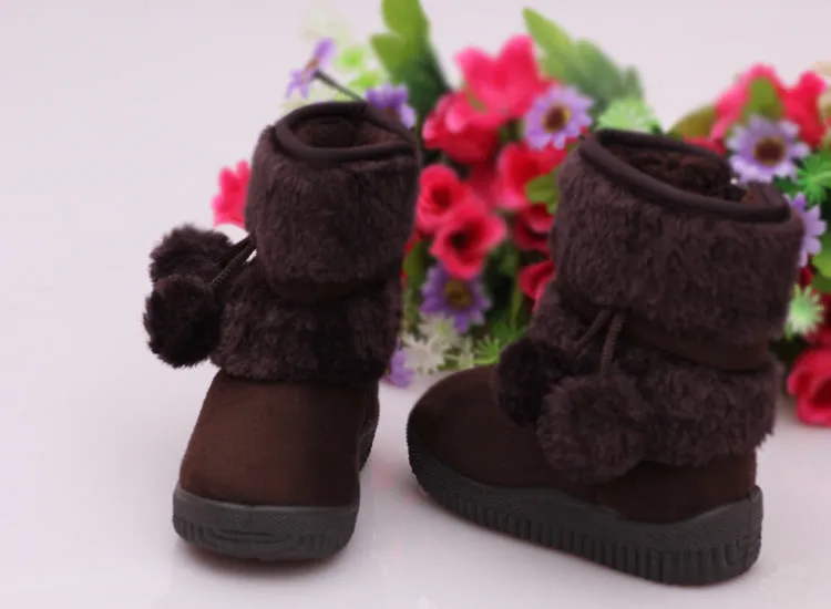 Winter Snow Comfortable Thick Warm Kids Boots Lobbing Ball Cute Shoes