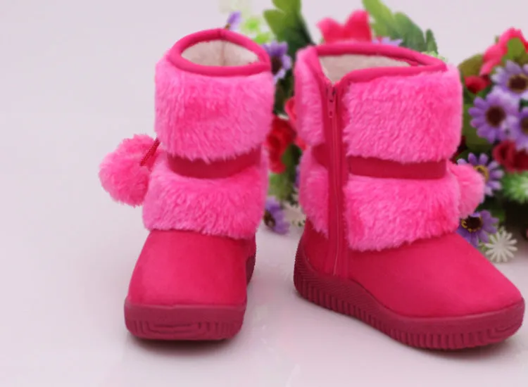 Winter Snow Comfortable Thick Warm Kids Boots Lobbing Ball Cute Shoes