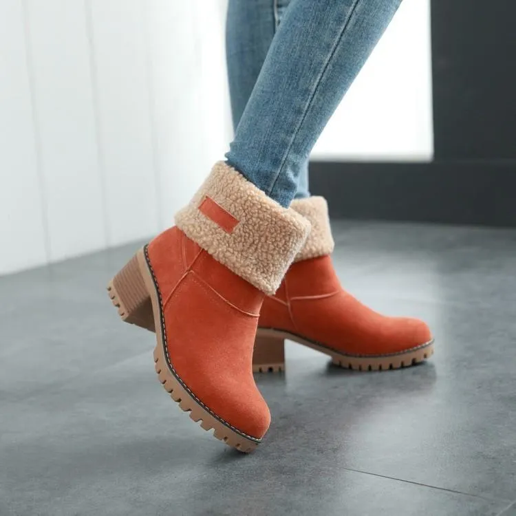 Women's chuky block heel ankle snow boots